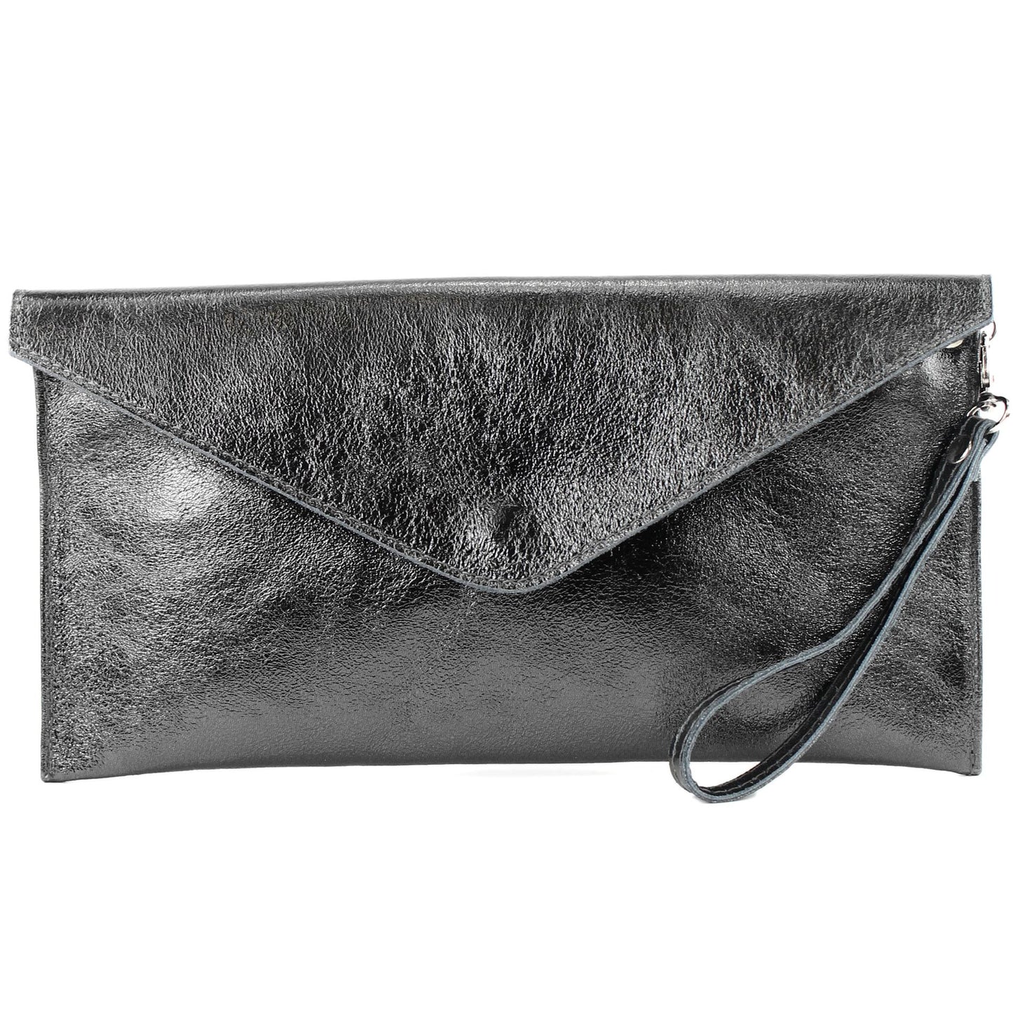 modamoda de - M106-151 - ital. Clutch Handgelenktasche Leder Metallic