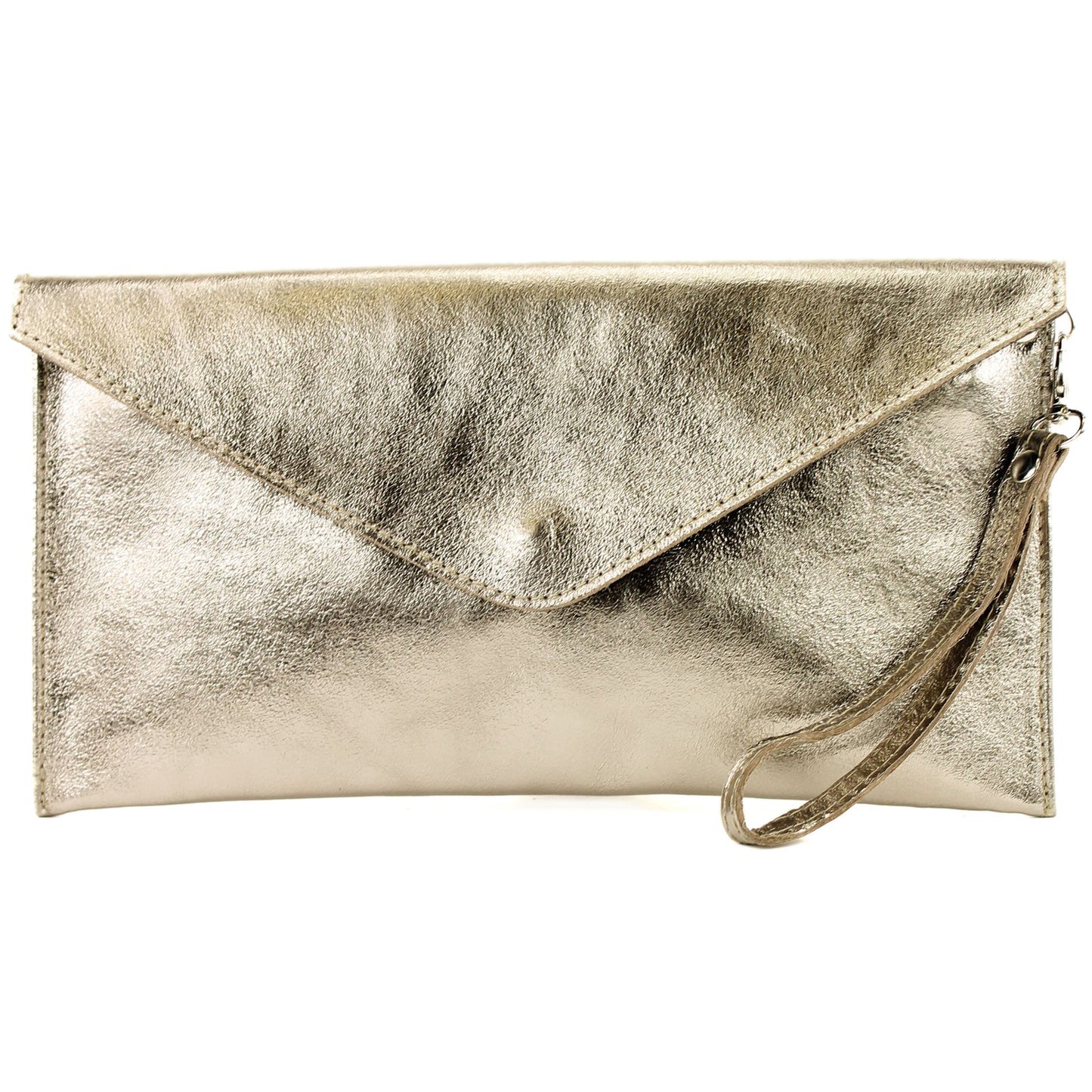 modamoda de - M106-151 - ital. Clutch Handgelenktasche Leder Metallic
