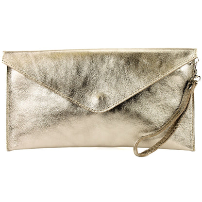 modamoda de - M106-151 - ital. Clutch Handgelenktasche Leder Metallic
