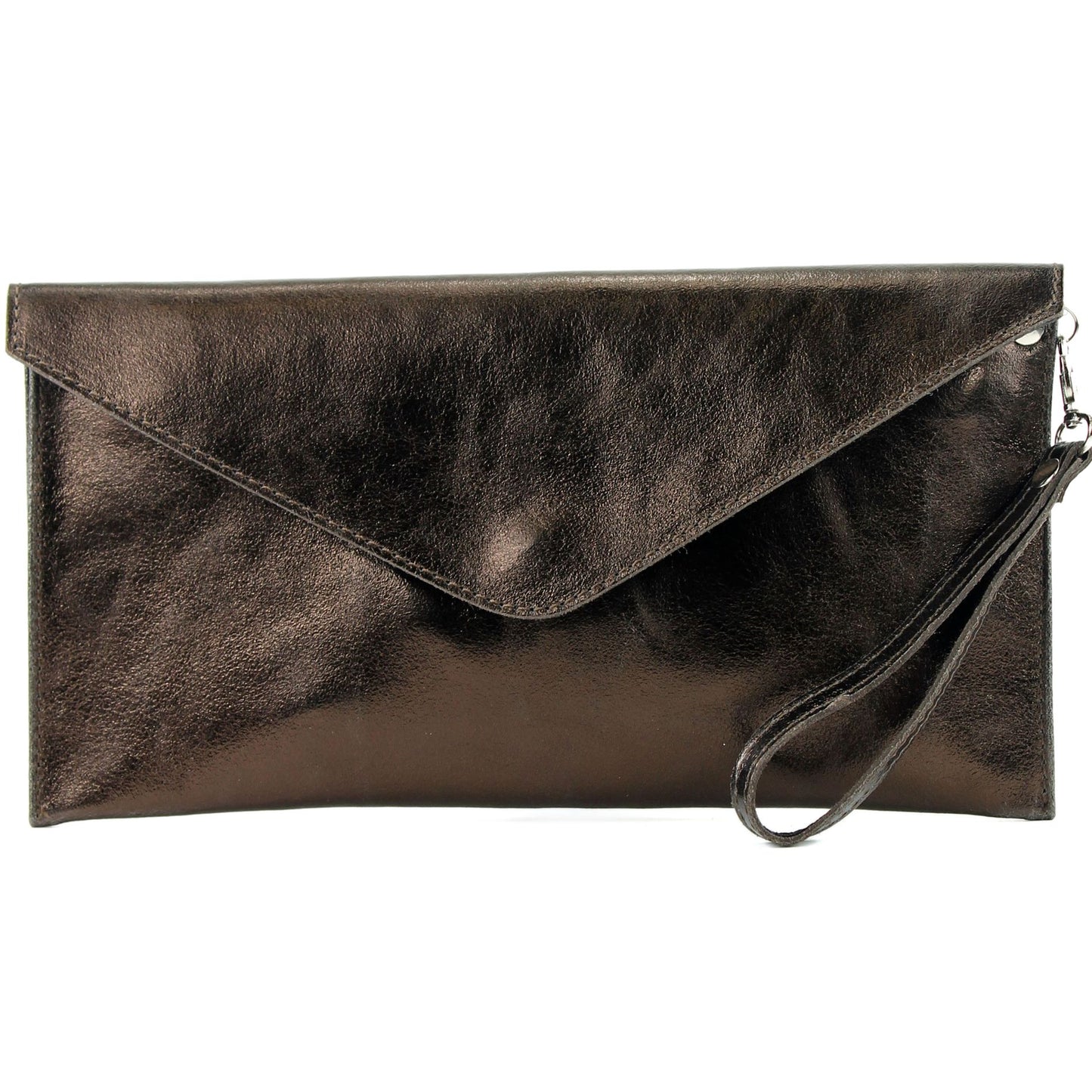 modamoda de - M106-151 - ital. Clutch Handgelenktasche Leder Metallic