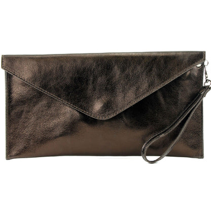 modamoda de - M106-151 - ital. Clutch Handgelenktasche Leder Metallic