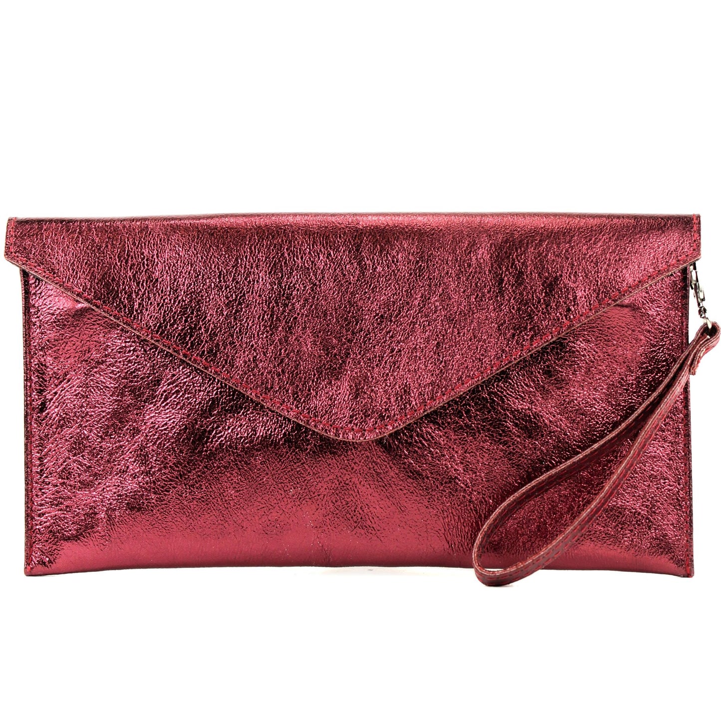 modamoda de - M106-151 - ital. Clutch Handgelenktasche Leder Metallic