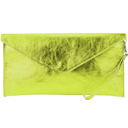 modamoda de - M106-151 - ital. Clutch Handgelenktasche Leder Metallic