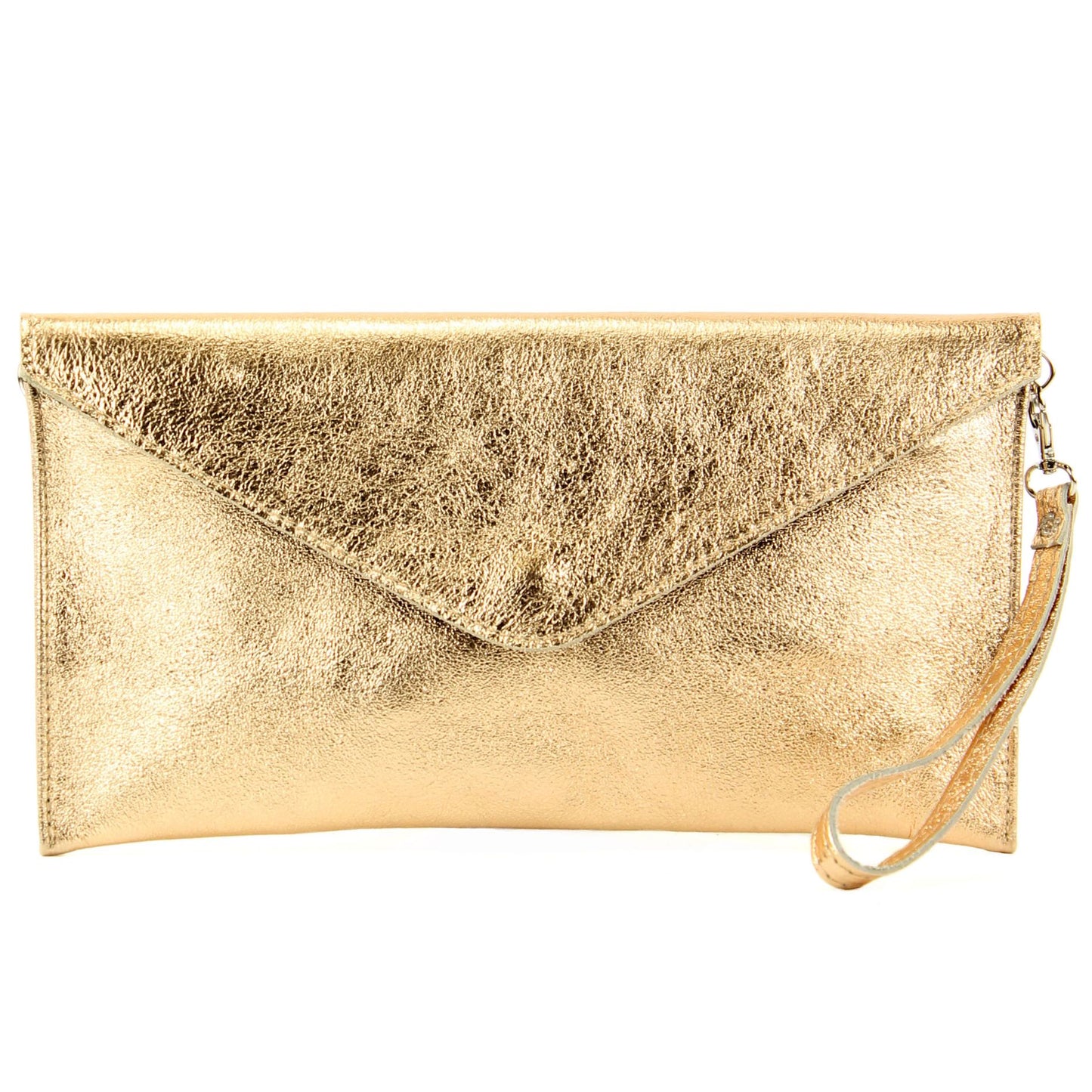 modamoda de - M106-151 - ital. Clutch Handgelenktasche Leder Metallic