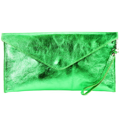 modamoda de - M106-151 - ital. Clutch Handgelenktasche Leder Metallic