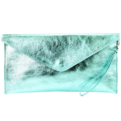 modamoda de - M106-151 - ital. Clutch Handgelenktasche Leder Metallic