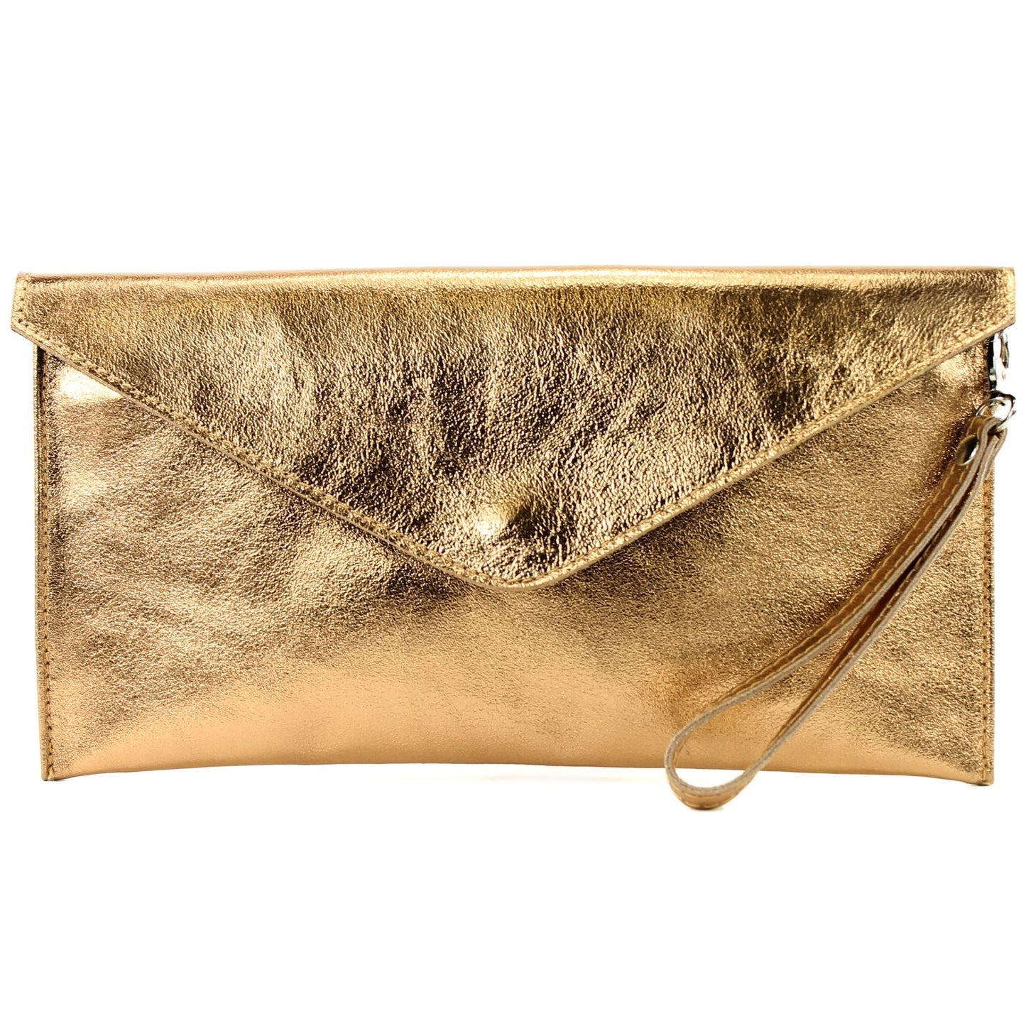 modamoda de - M106-151 - ital. Clutch Handgelenktasche Leder Metallic