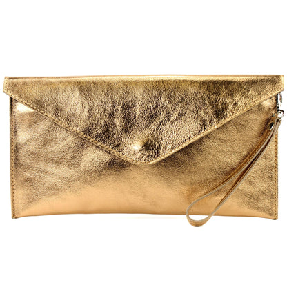 modamoda de - M106-151 - ital. Clutch Handgelenktasche Leder Metallic