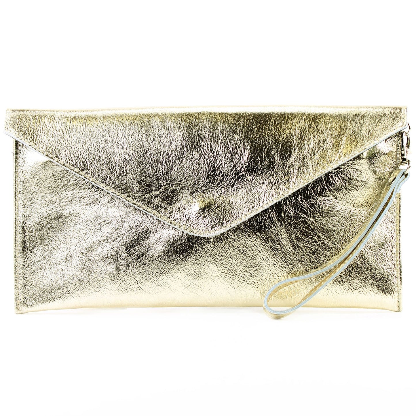 modamoda de - M106-151 - ital. Clutch Handgelenktasche Leder Metallic