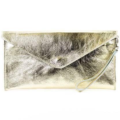 modamoda de - M106-151 - ital. Clutch Handgelenktasche Leder Metallic