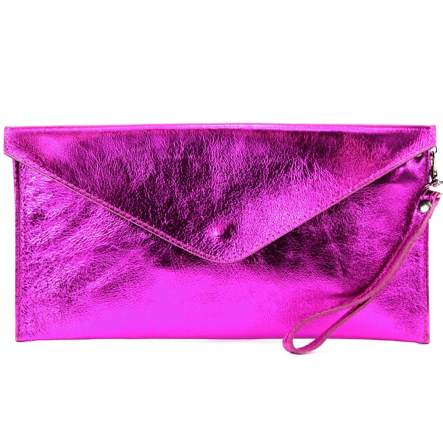modamoda de - M106-151 - ital. Clutch Handgelenktasche Leder Metallic