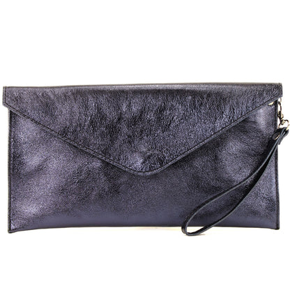 modamoda de - M106-151 - ital. Clutch Handgelenktasche Leder Metallic