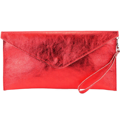 modamoda de - M106-151 - ital. Clutch Handgelenktasche Leder Metallic