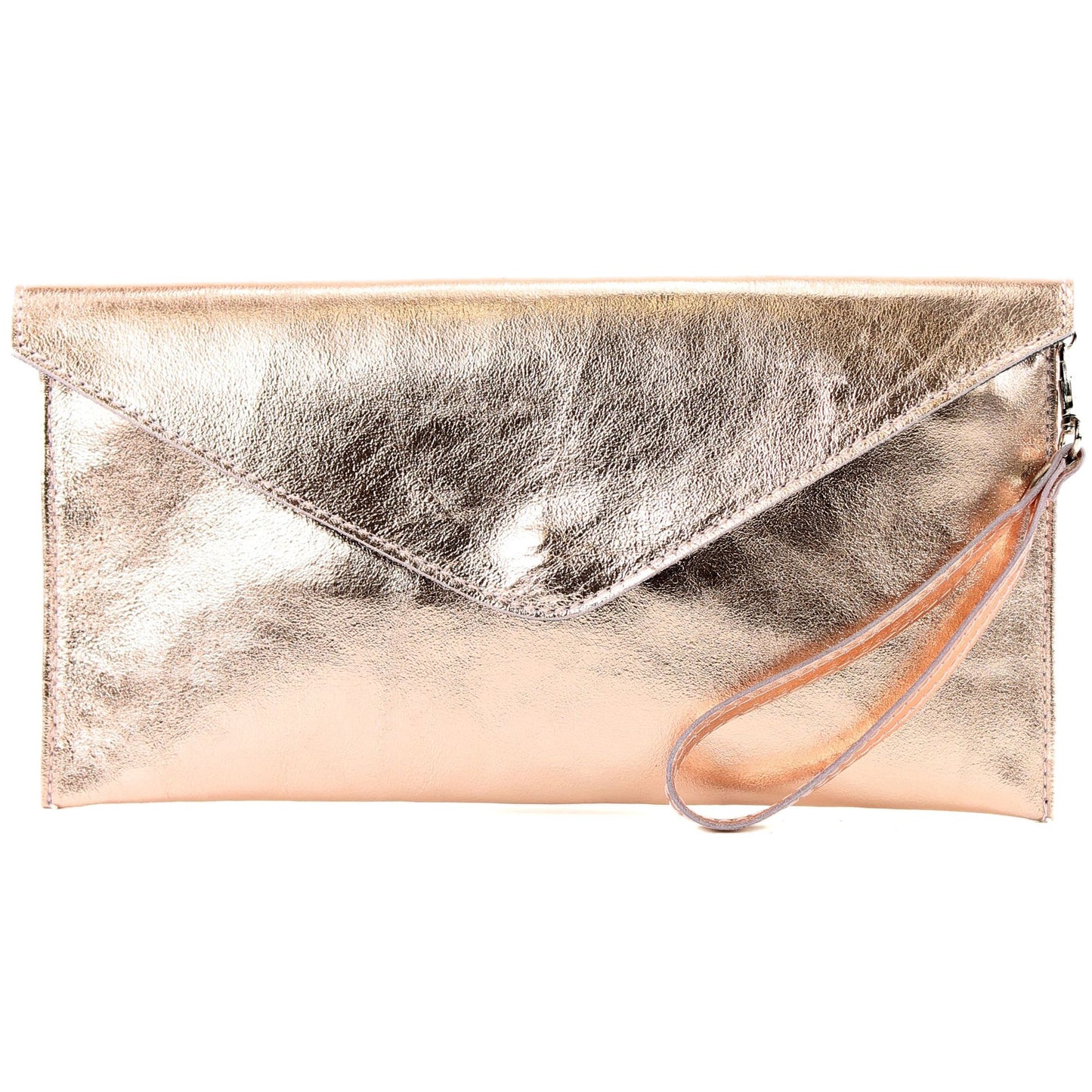 modamoda de - M106-151 - ital. Clutch Handgelenktasche Leder Metallic