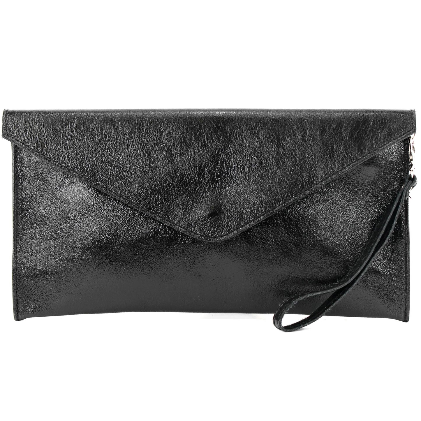 modamoda de - M106-151 - ital. Clutch Handgelenktasche Leder Metallic