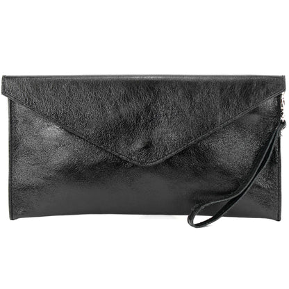 modamoda de - M106-151 - ital. Clutch Handgelenktasche Leder Metallic