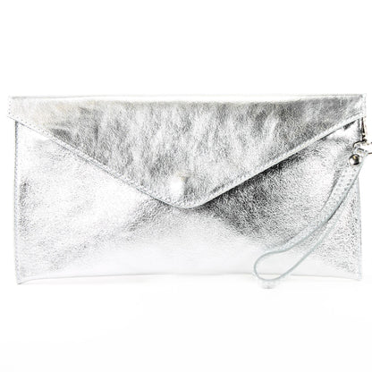 modamoda de - M106-151 - ital. Clutch Handgelenktasche Leder Metallic