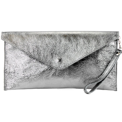 modamoda de - M106-151 - ital. Clutch Handgelenktasche Leder Metallic