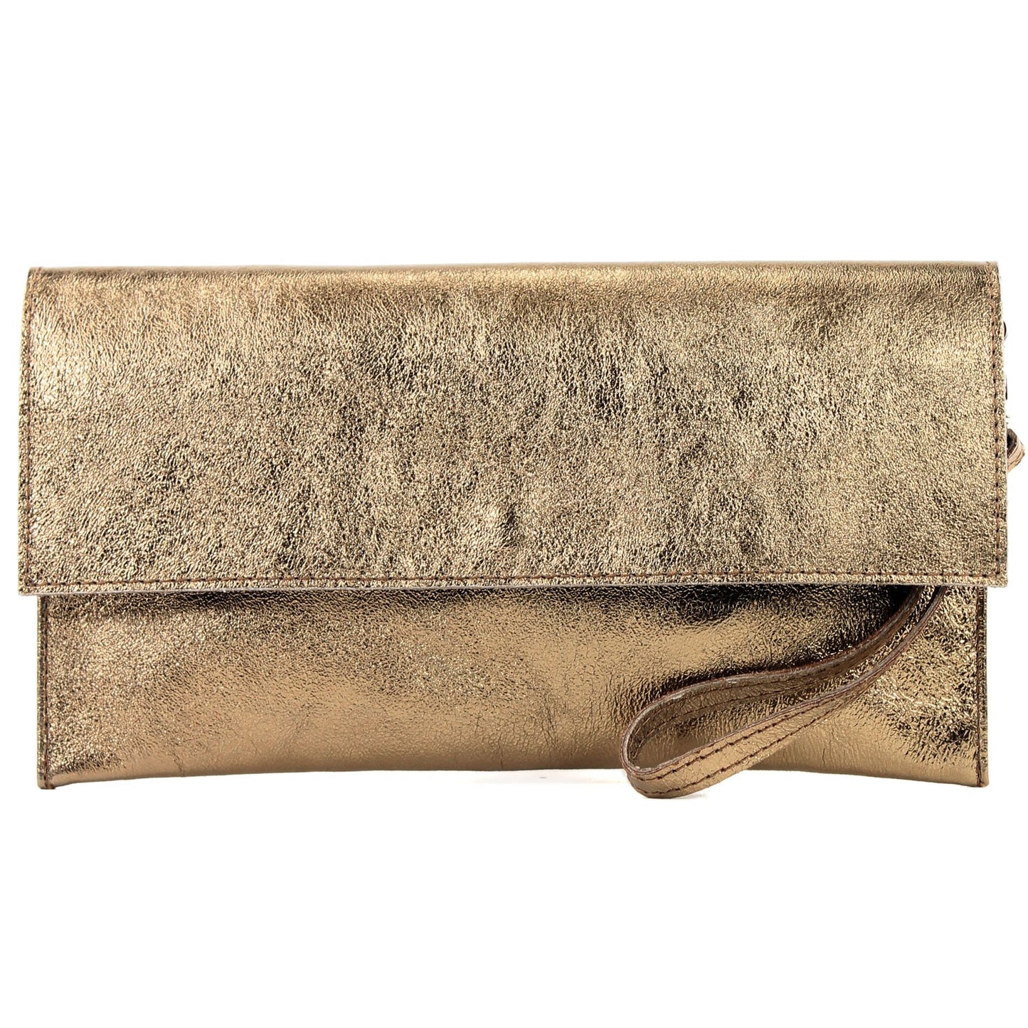 modamoda de - M106-151 - ital. Clutch Handgelenktasche Leder Metallic