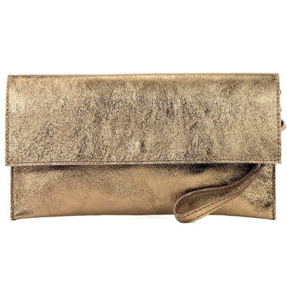 modamoda de - M106-151 - ital. Clutch Handgelenktasche Leder Metallic