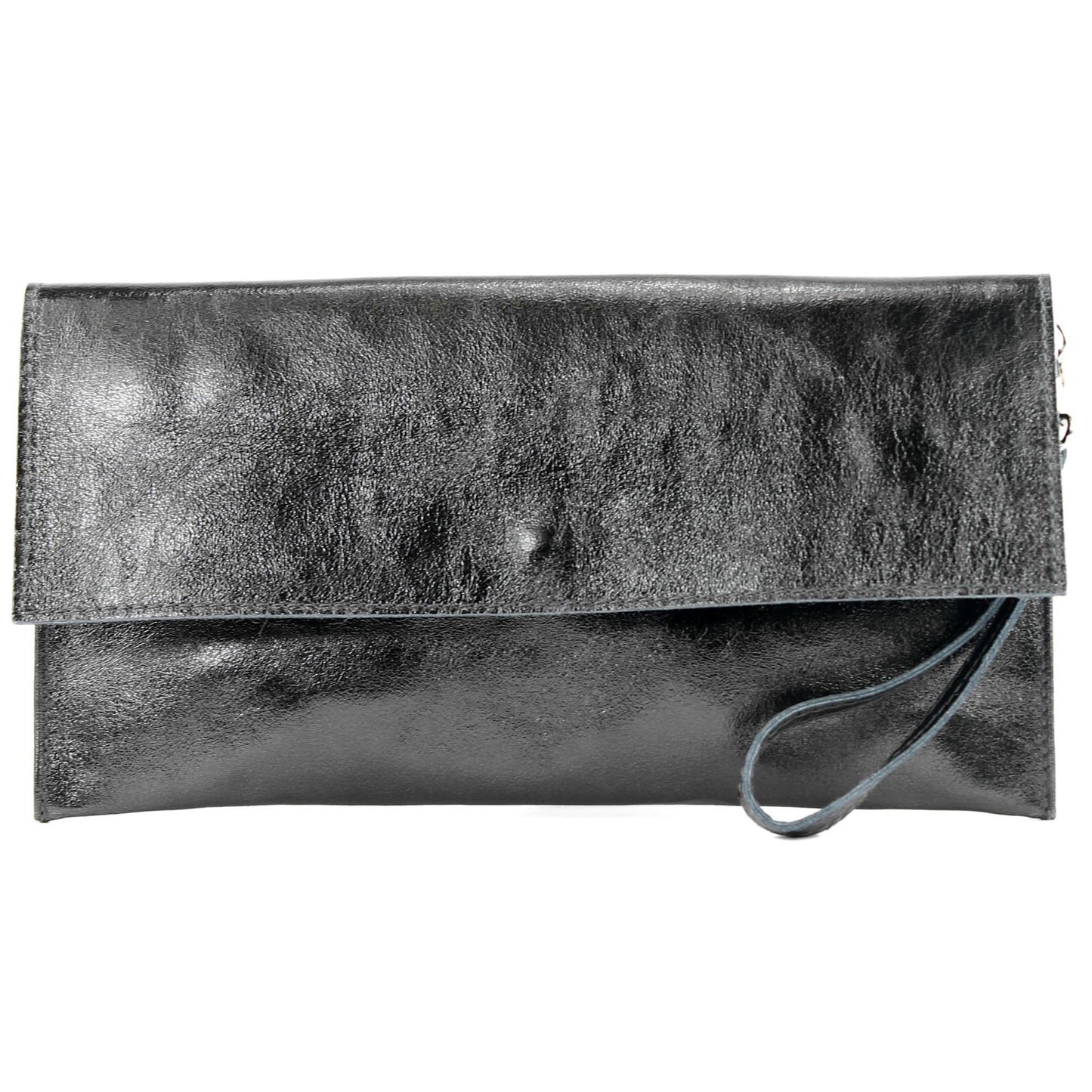 modamoda de - M106-151 - ital. Clutch Handgelenktasche Leder Metallic