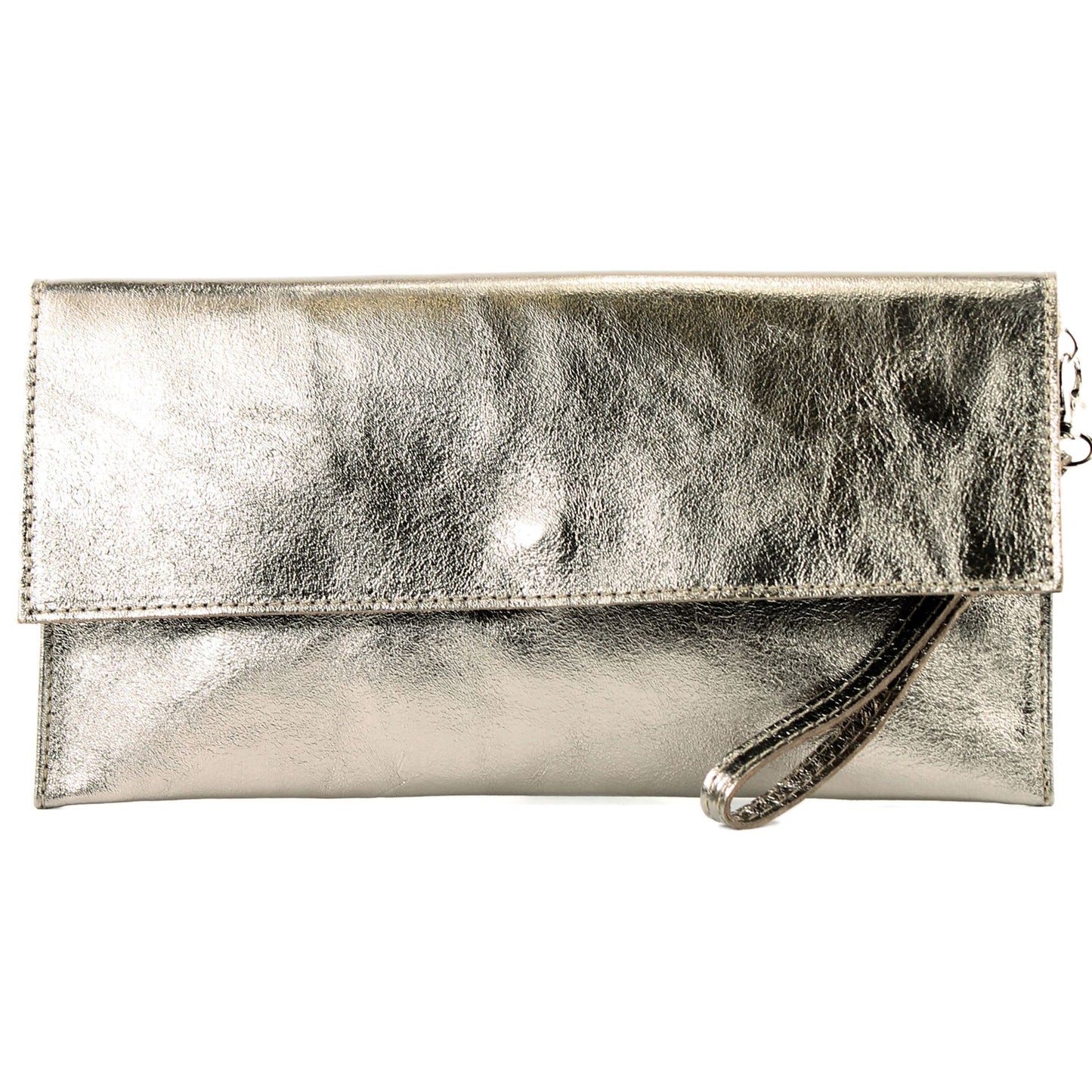 modamoda de - M106-151 - ital. Clutch Handgelenktasche Leder Metallic