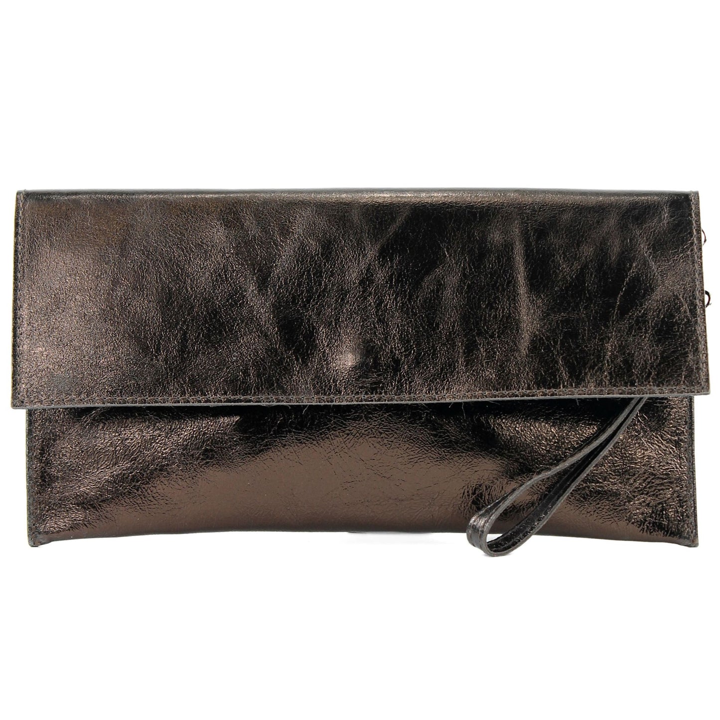 modamoda de - M106-151 - ital. Clutch Handgelenktasche Leder Metallic