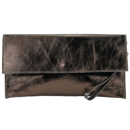 modamoda de - M106-151 - ital. Clutch Handgelenktasche Leder Metallic