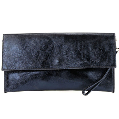 modamoda de - M106-151 - ital. Clutch Handgelenktasche Leder Metallic