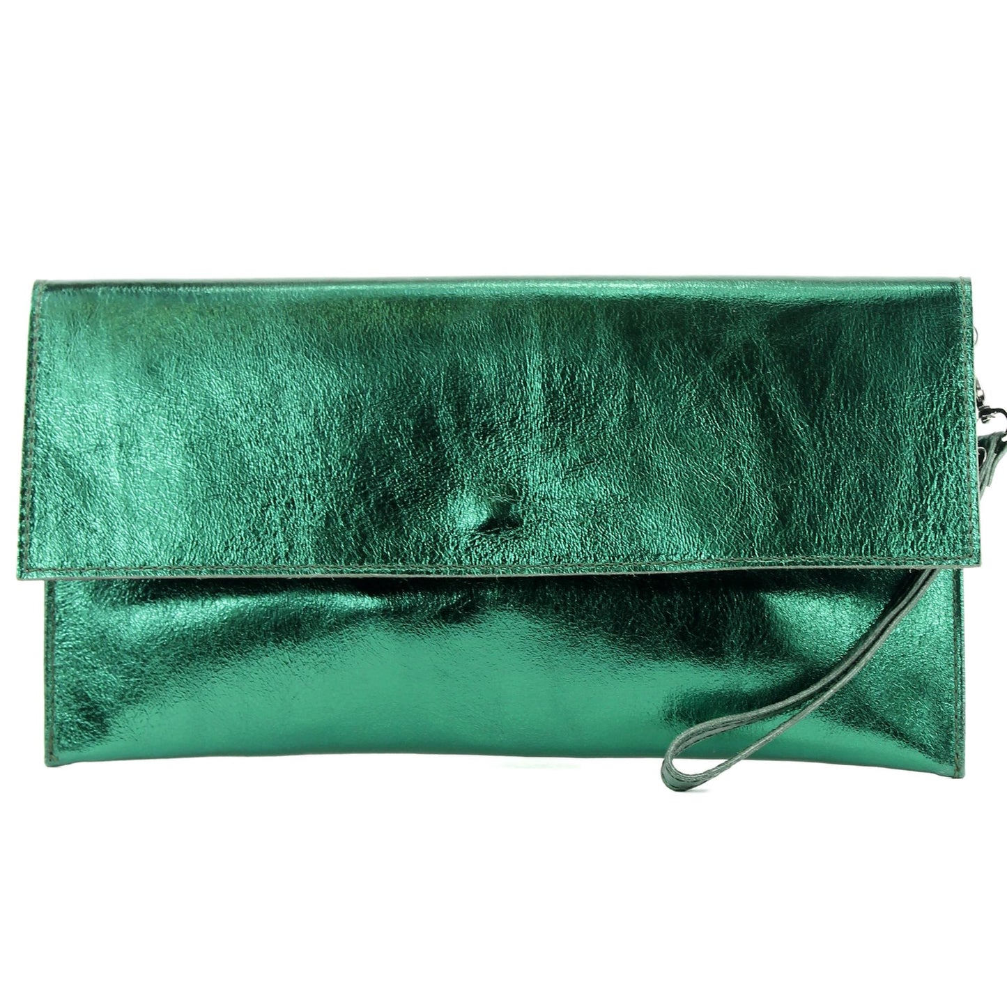 modamoda de - M106-151 - ital. Clutch Handgelenktasche Leder Metallic