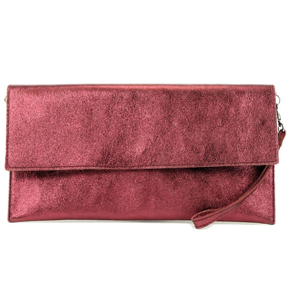 modamoda de - M106-151 - ital. Clutch Handgelenktasche Leder Metallic