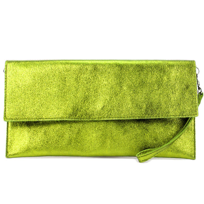 modamoda de - M106-151 - ital. Clutch Handgelenktasche Leder Metallic