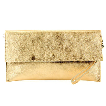modamoda de - M106-151 - ital. Clutch Handgelenktasche Leder Metallic