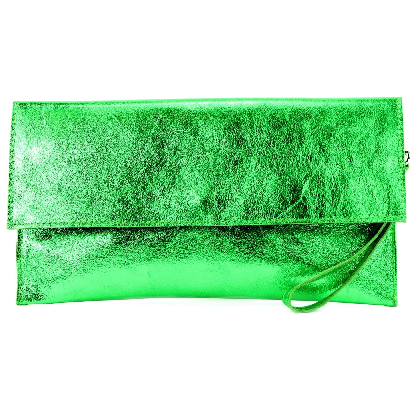 modamoda de - M106-151 - ital. Clutch Handgelenktasche Leder Metallic
