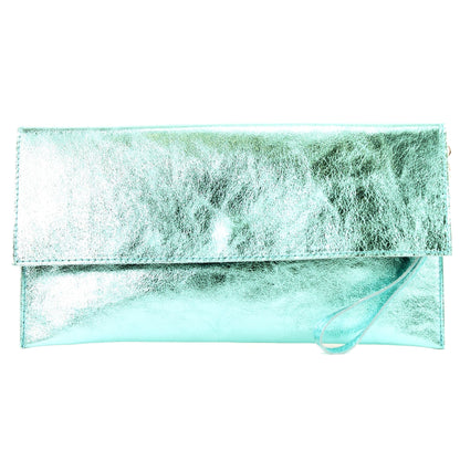modamoda de - M106-151 - ital. Clutch Handgelenktasche Leder Metallic