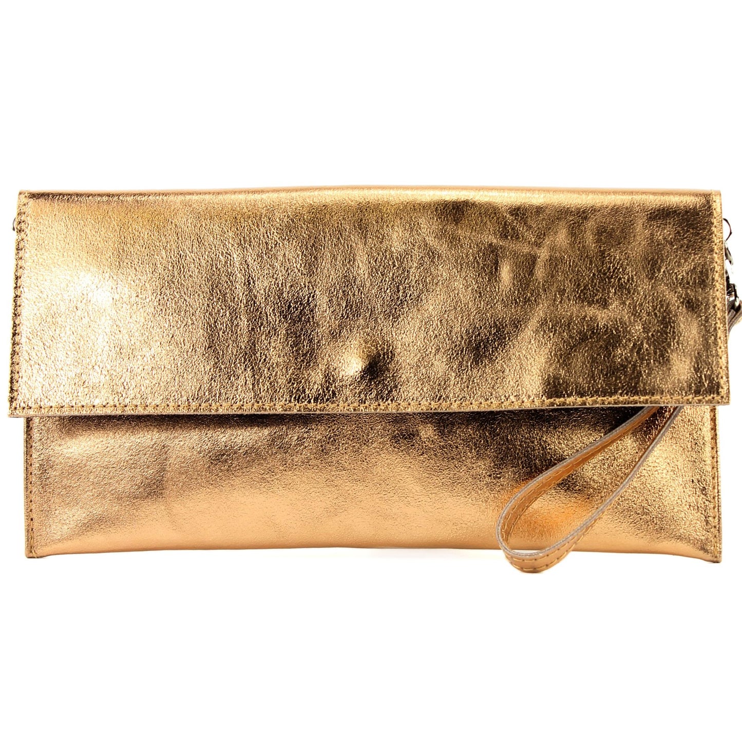 modamoda de - M106-151 - ital. Clutch Handgelenktasche Leder Metallic