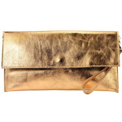 modamoda de - M106-151 - ital. Clutch Handgelenktasche Leder Metallic