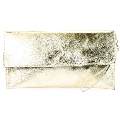 modamoda de - M106-151 - ital. Clutch Handgelenktasche Leder Metallic