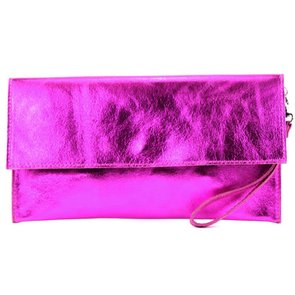 modamoda de - M106-151 - ital. Clutch Handgelenktasche Leder Metallic