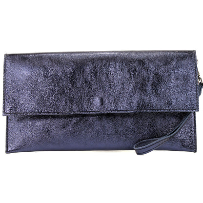 modamoda de - M106-151 - ital. Clutch Handgelenktasche Leder Metallic