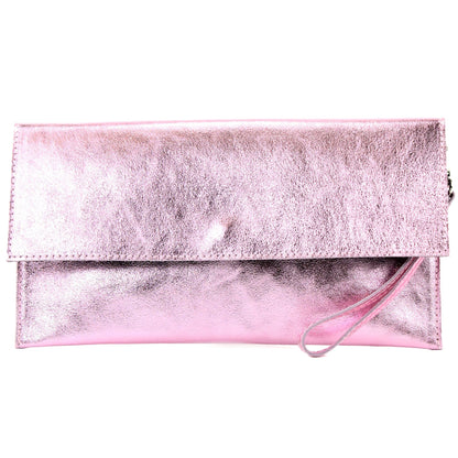modamoda de - M106-151 - ital. Clutch Handgelenktasche Leder Metallic