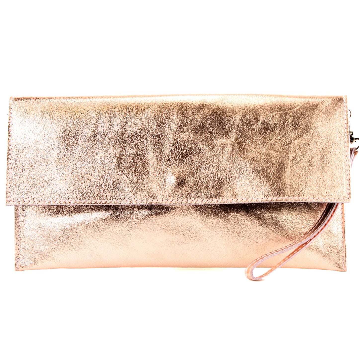 modamoda de - M106-151 - ital. Clutch Handgelenktasche Leder Metallic