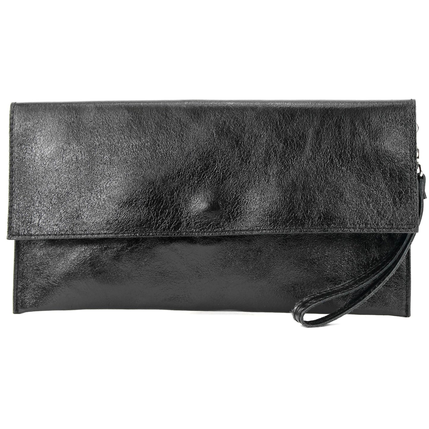 modamoda de - M106-151 - ital. Clutch Handgelenktasche Leder Metallic