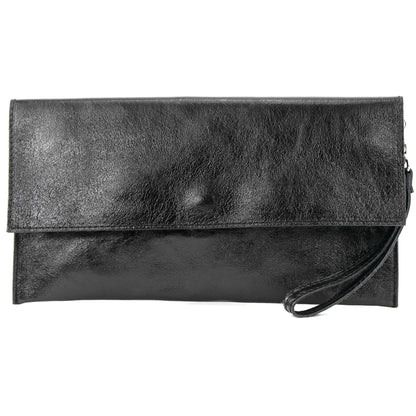 modamoda de - M106-151 - ital. Clutch Handgelenktasche Leder Metallic