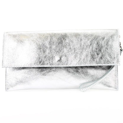 modamoda de - M106-151 - ital. Clutch Handgelenktasche Leder Metallic