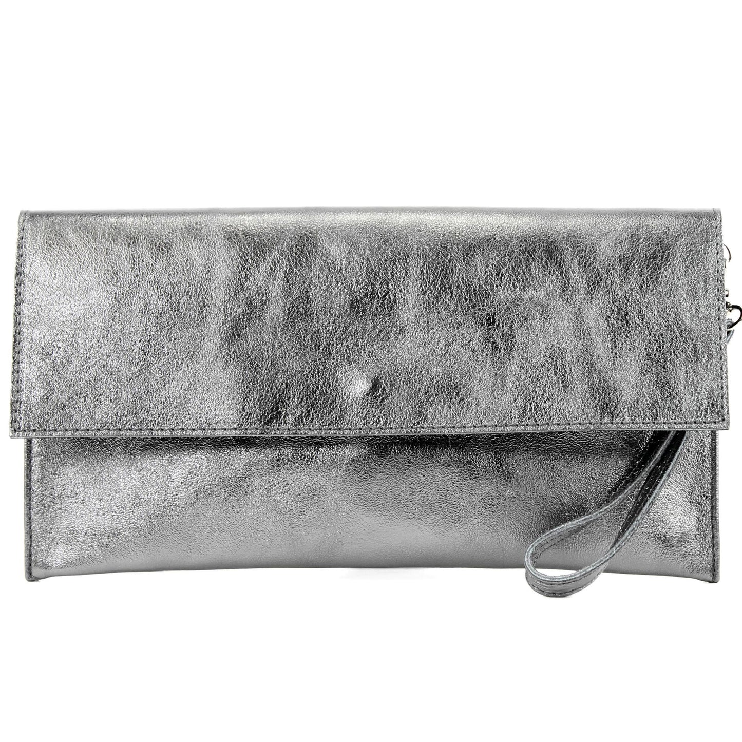 modamoda de - M106-151 - ital. Clutch Handgelenktasche Leder Metallic
