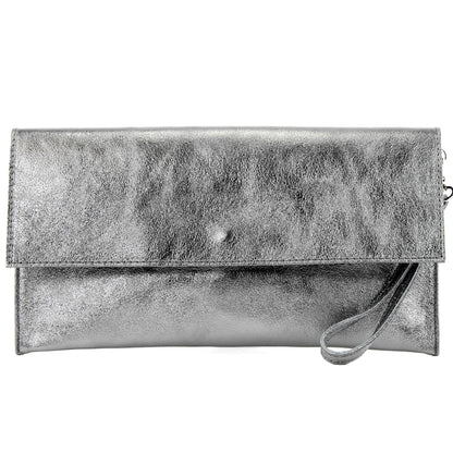 modamoda de - M106-151 - ital. Clutch Handgelenktasche Leder Metallic