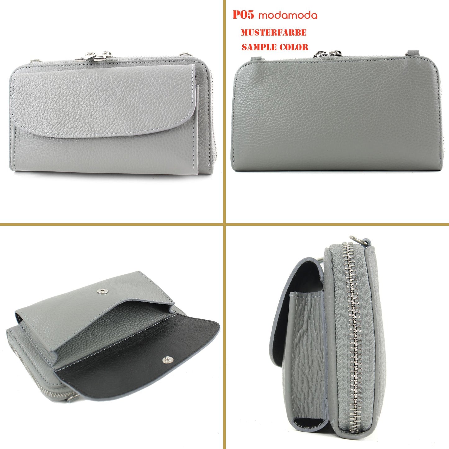 modamoda de - P05 - ital. Damen Handytasche Geldbörse Echtleder