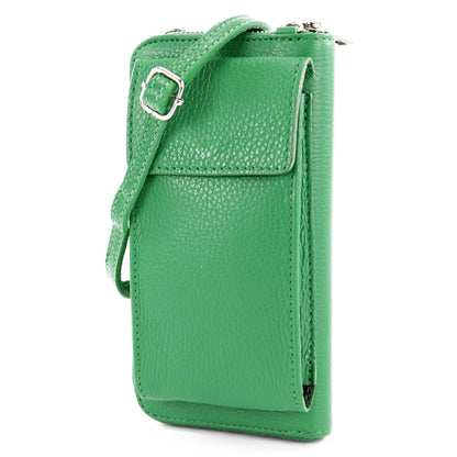 modamoda de P06 Damen Leder Umhängetasche Geldbörse Handytasche 6,5 Zoll handmade in Italy