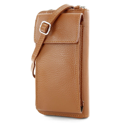 modamoda de P06 Damen Leder Umhängetasche Geldbörse Handytasche 6,5 Zoll handmade in Italy